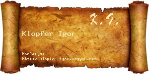 Klopfer Igor névjegykártya